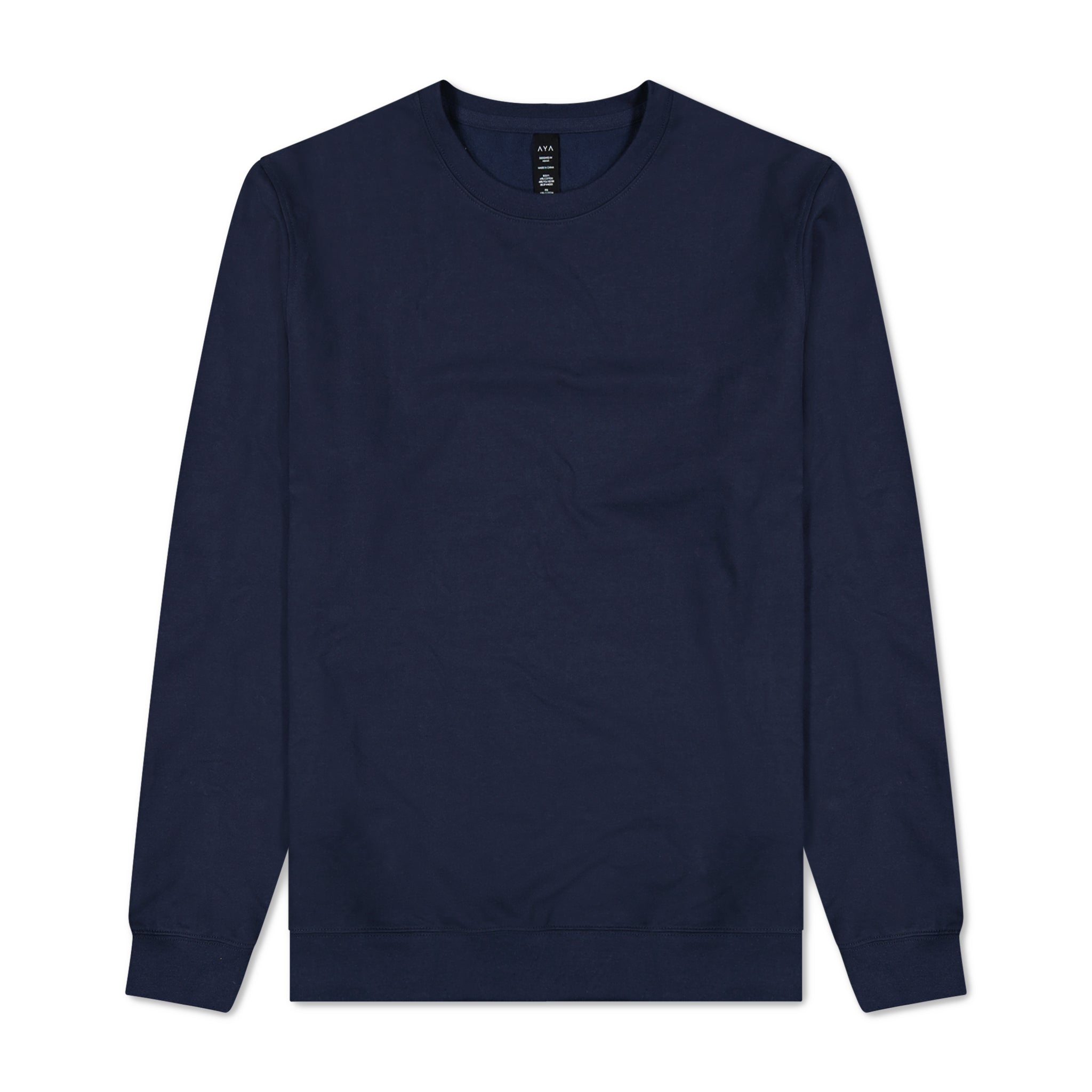 Navy blue sweatshirt on a white background