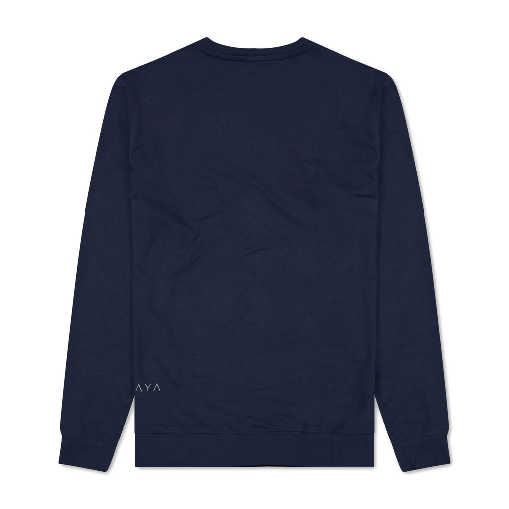 Navy blue sweatshirt on a white background