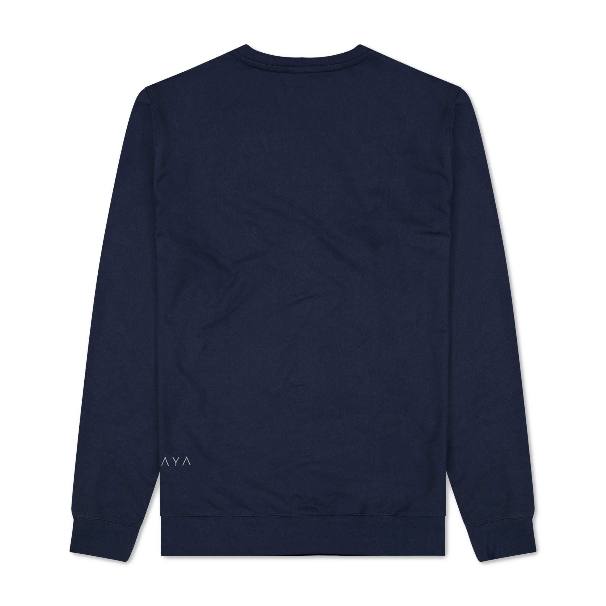 Navy blue sweatshirt on a white background