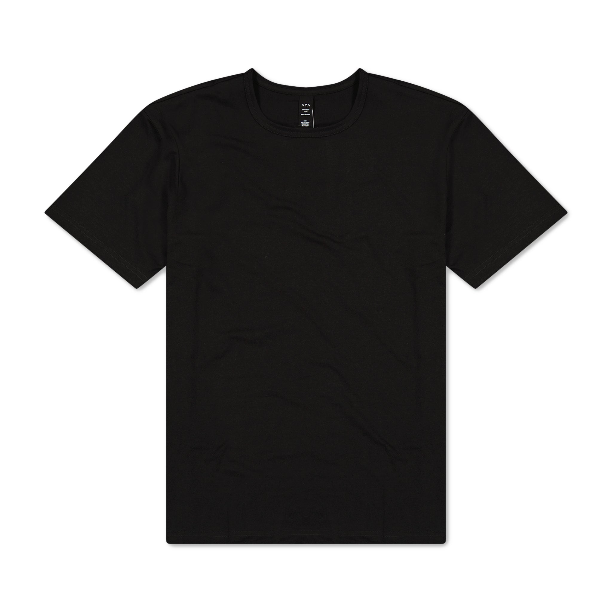 Black t-shirt on a white background