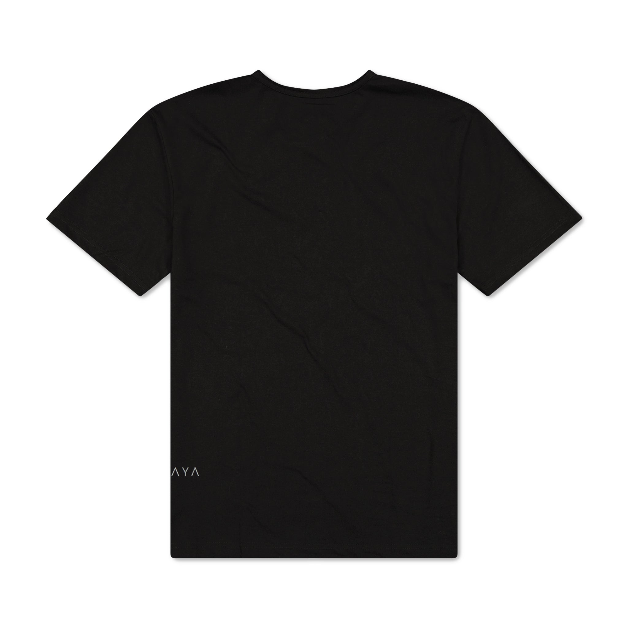 Black t-shirt on a white background