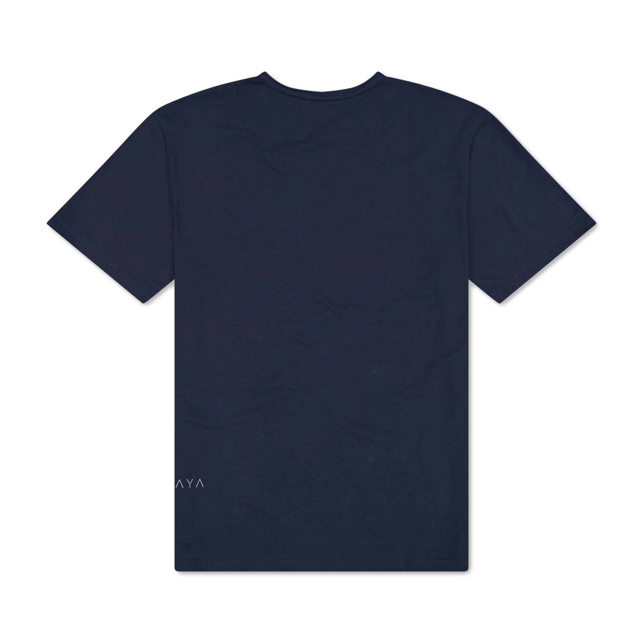 Navy blue t-shirt on a white background